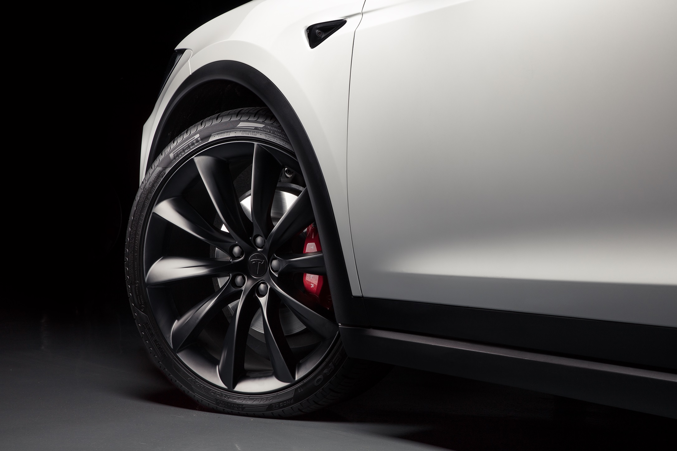 White Tesla Model X rim detail